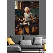 Ahşap Tablo Albert Einstein Spor Yaparken, Yiyecek Ve İçecek Tabloları
