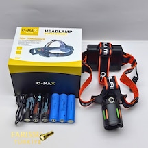 Q-max Ps-t62 3000 Lümen Kafa Lambası 3 Adet 18650 Yedek Pilli Powerbank Özellikli Siyah