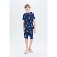 DeFacto Erkek Çocuk Pijama Takımı Desenli Kısa Kollu Üst Şort D9992A825SMNV30