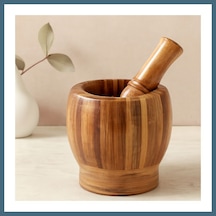 Bezos Ahşap Bambu Havan Sarımsak Dövecek 8 Cm Agc