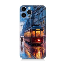 Apple Uyumlu iPhone 14 Pro Max Uyumlu İstanbul Tramvay Desenli Silikon Kılıf -