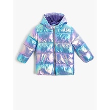 Koton Oversize Şişme Mont Kapşonlu Parlak Mavi 5wkg20034aw Mavi