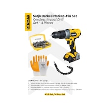 Rtrmax RTX1820SET Şarjlı Darbeli Matkap + Bits Uç + Kemer Klipsli Adaptör Seti + Uç Tutucu + Eldiven 4'lü Set