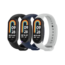 Xiaomi İle Uyumlu Mi Band 8 Mi Band 9 Mi Band 10 Uyumlu 3&apos Lü Paket Silikon Kordon Seti Bileklik Metal Pimli