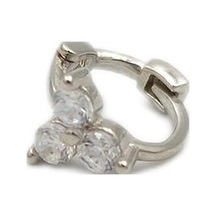 Güler Yüzlü Silver Üç Taş Çiçek Halka Gümüş Tragus Pıercıng 001