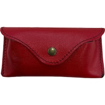 Ln Leather Gerçek Deri Gözlük Kılıfı Kırmızı