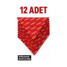 Herşeynota 12 Li Atatürk İmzalı Kırmızı Fular 52x52 Cm %100 Pamuk Bandana Seti Çok Renkli