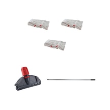 Cod-Ex Dar Yedek Islak Mop Takımı Islak Mop 3’lü Beyaz 450 G 17 CM + Metal Sap + Mop Tutucu