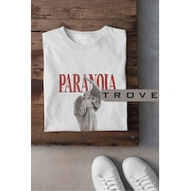 Tarzsokak Unısex Kadın Erkek Paranoıa %100 Pamuk Baskılı Siyah Beyaz T-shirt