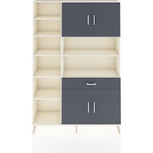 Arges Dolap 10 Raflı Tek Çekmeceli 4 Kapaklı 132x30x195 Aytaşı-antrasit/antrasit Antrasıt/antrasıt