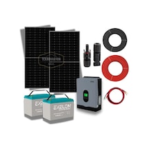 5000 Watt Tv Büyük Buzdolabı Solar Paketi 550w Güneş Paneli 1.6kw İnverter 200ah Jel Akü