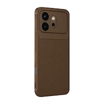 Newface Huawei Honor 600 Auto Focus Karbon Kapak - Kahverengi Diğer