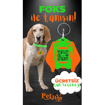 Petjoo 29.Foks Turuncu-Yeşil Qr'lı Köpek Künyesi
