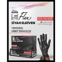 Reflex Flex Pudrasız Tek Kullanımlık Siyah Flex Eldiven 100'lü