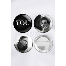 You Dizi Çanta Süsü İğneli Buton Rozet Seti 3 Adet Üçlü