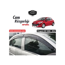 Peugeot 207 2006-2012 Uyumlu Mugen Cam Rüzgarlığı Seti Piano Black 4'lü İthal (00) (ŞüsCarOto Aksesuar)