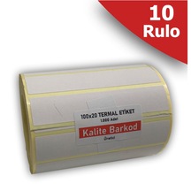 100X20 Termal Etiket 10 Rulo Barkod Etiketi Kalite Barkod