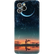 Oukitel C21 Pro Kılıf Silikon Desen Özel Seri Ay ve Kız 1720
