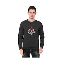 Assassin'S Creed 2 Baskılı Füme Antrasit Erkek Örme Sweatshirt
