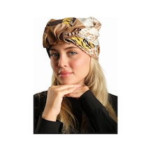 Hürrem Bone Kahve Pratik Hazır Geçmeli Tesettür Bone İpek Desenli 2410 14 Kahve