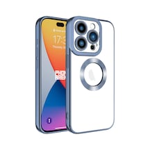 Apple Uyumlu iPhone 15 Pro Max Kamera Korumalı Logo Gösteren Tchs Omega Kılıf-sierra Mavi Sierra Mavi