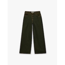Koton Bol Kalıp Düğmeli Cepli Yıkamalı Geniş Paça Denim Pantolon - Loose Straight Fit Jean Ovd 6sal40148md Ovd