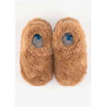 Furry Furry Kestane Kahverengi Kürk Barefoot Patik Kahverengi