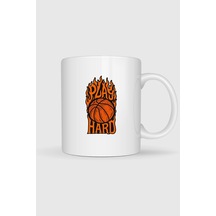 Play Hard Basketbol Baskılı Kupa Bardak beyaz