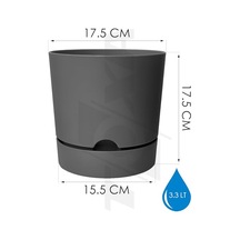 Begonya Saksı Tabaklı Drenajlı Mat Plastik Çiçek Saksısı 1 Adet, 3,3 Litre, 18cm, Gri Diğer