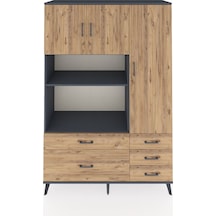 Hyperion Dolap 7 Raflı 5 Çekmeceli 3 Kapaklı 132x44x195 Antrasit-çam/çam Atlas Çam/atlas Çam