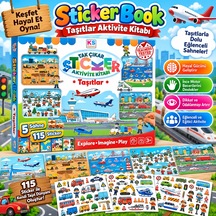 Sticker Book Vehicles Taşıtlar Aktivite Kitabı 5 Sahne 115 Sticker Çocuklar İçin Çıkartma Kitabı