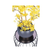 Yapay Çiçek Sitesi Antrasit Küre Saksıda Modern Minimal Tasarım Yapay Bonsai Ağacı Sarı 65 Cm