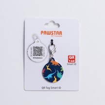 Dino Desenli Qr Tag Evcil Hayvan Künyesi İsimlik Pet Tag Köpek Künyesi Kedi Künyesi Qr Kodlu Künye Lacivert