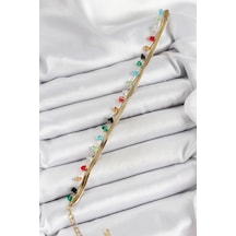 316l Çelik Gold Renk Kristal Karışık Renkli Taşlı 2'li Kadın Bileklik - Tj-bb7092 Gümüş