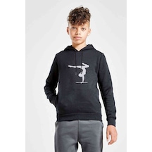 Tshirthane Silhouette Gymnastic Baskılı Unisex Çocuk Kapüşonlu Siyah Sweat Siyah