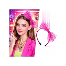 80 Ler 90 Lar Neon Pembe Dantel Taç Fiyonklu Pop
