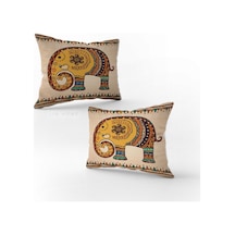 Fil Desenli Çift Taraflı Dekoratif 2'li Yastık Kılıfı 50 X 70 Cm - Karışık