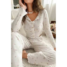 Merry See Özel Örme Kumaş Baskılı Uzun Kollu Pijama Takımı 001