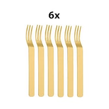 304 Çelik 6 Adet Gold Renk Tatlı Ve Meyve Çatalı Mt159sr-6 Altın