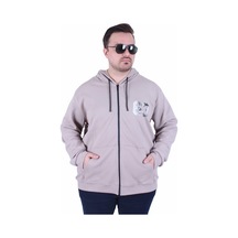 Moc Grande Mocgrande Büyük Beden Kapüşonlu Sweat Double Face Sixty Three 25704 Bej Bej