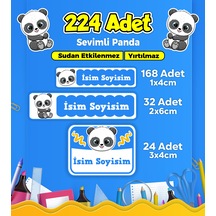 Sevimli Panda Temalı Okul Kreş Kişiye Özel İsim Etiket Seti - Model 149 Çok Renkli