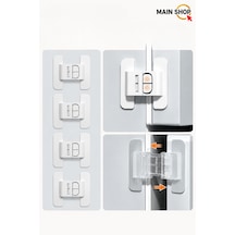 Mainshop 4 Adet Buzdolabı Güvenlik Kilidi - Buzdolabı Kapı Tokası - Kendinden Yapışkanlı M-360 Beyaz