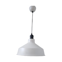 Retro Metal Dekoratif Beyaz İçi Beyaz Siyah Duylu Tekli Sarkıt Avize Çap:30 Cm