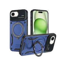 Apple iPhone Uyumlu 16e Kılıf Joy Lens Standlı Kapak - Lacivert Bz8683140846107