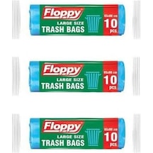 Floppy Büyük Boy Çöp Torbası 3 Rulo X 10 Adet - 65x80 Cm 50 Litre Toplam 30 Adet Dayanıklı Set