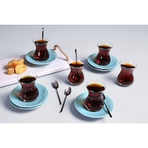 Suzanne Seasons Turkuaz 6 Kişilik Çay Takımı Açık Gri