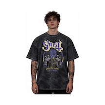 Ghost Rock Metal Müzik Grubu Baskılı Unisex Oversize Vintage Yıka Siyah
