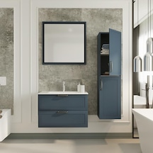Denko Beyoğlu 75 Cm Mdf Mat Lacivert Banyo Banyo Dolabı Takımı + Boy Dolabı Lacivert
