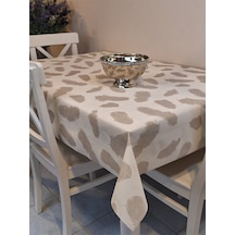 İthal Silinebilir Pvc Masa Örtüsü Kaymaz Tabanlı, Kumaş Görünümlü Pvc Masa Örtüs İth5511 Kahverengi