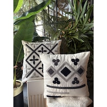 Elart Bohem Kırlent Kılıfı 2 Adet 40x40 Cm Lacivert-gri Lacivert